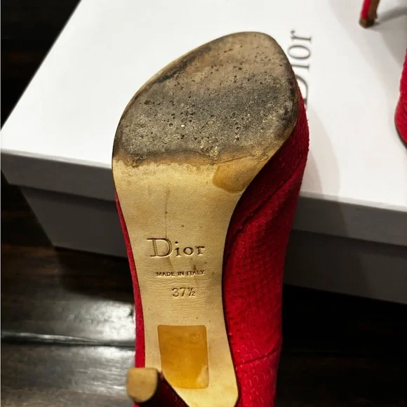 Vintage MISS DIOR PEEP TOE 4 inch heels in Framboise size 7.5 (37.5 euro) - Picture 7 of 7